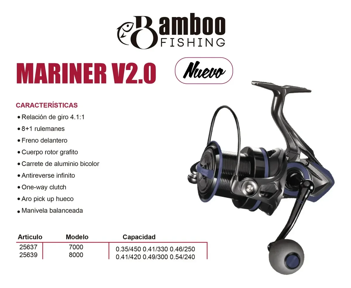 Reel Bamboo Mariner V2.0 8000 9 Rulemanes