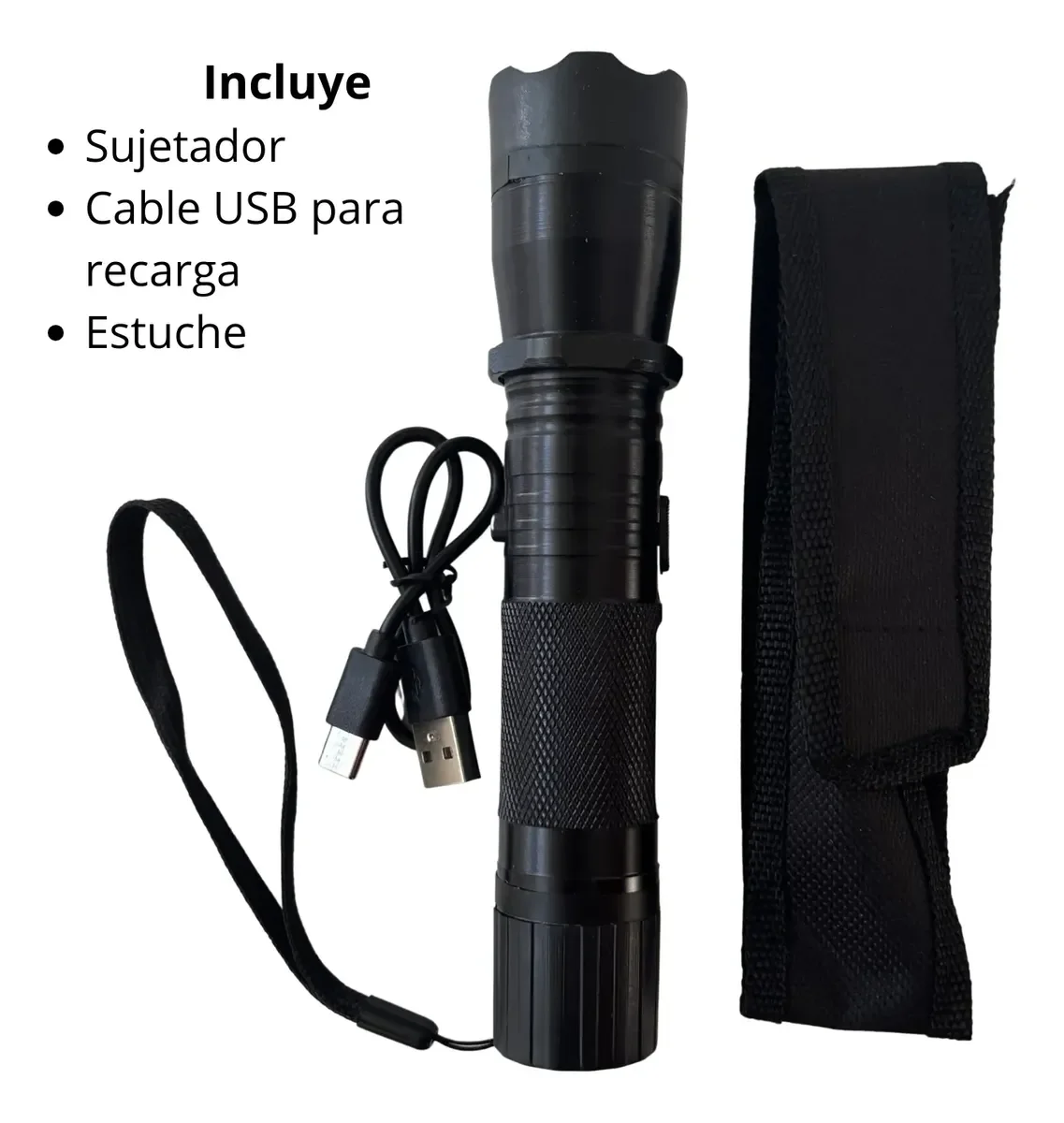 Linterna Eléctrica Autodefensa Antirrobo - Blanco - Negro