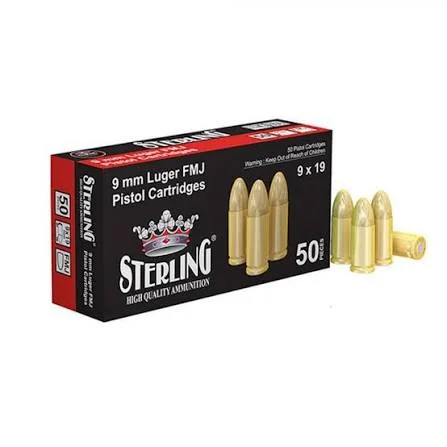 Municion Sterling 9mm  124gr FMJ