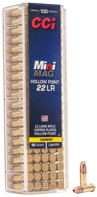 Municion CCI Mini-Mag HP, 22 LR, 36 Grain