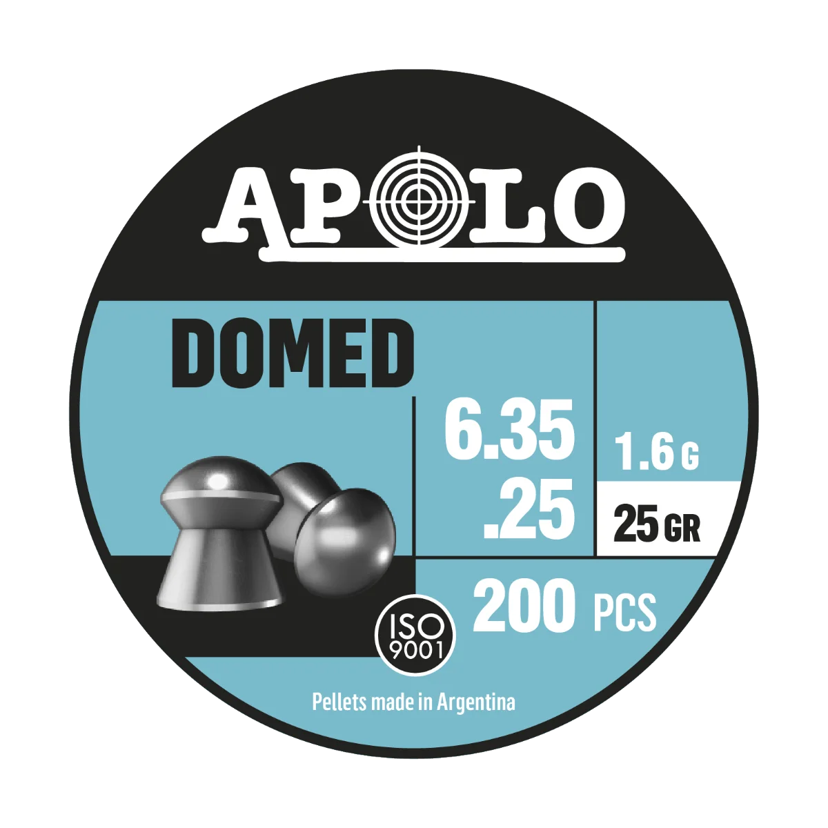 Balines Apolo PREMIUM - Domed lata 6,35x250 25grains