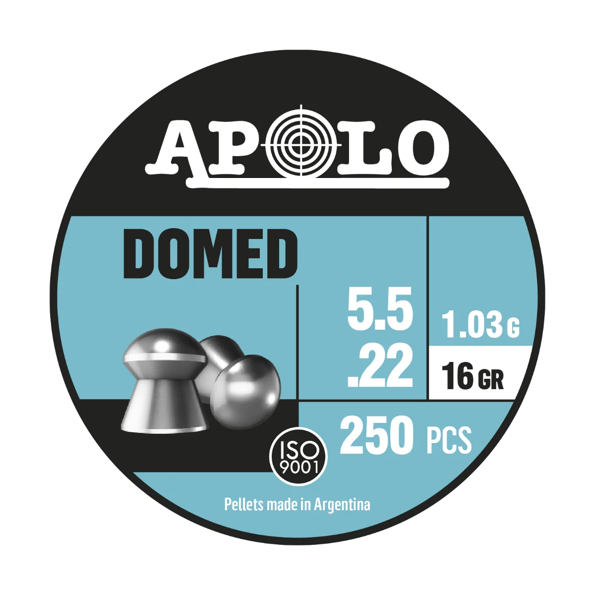 Balines Apolo PREMIUM - Domed lata 5,5x250 16grains