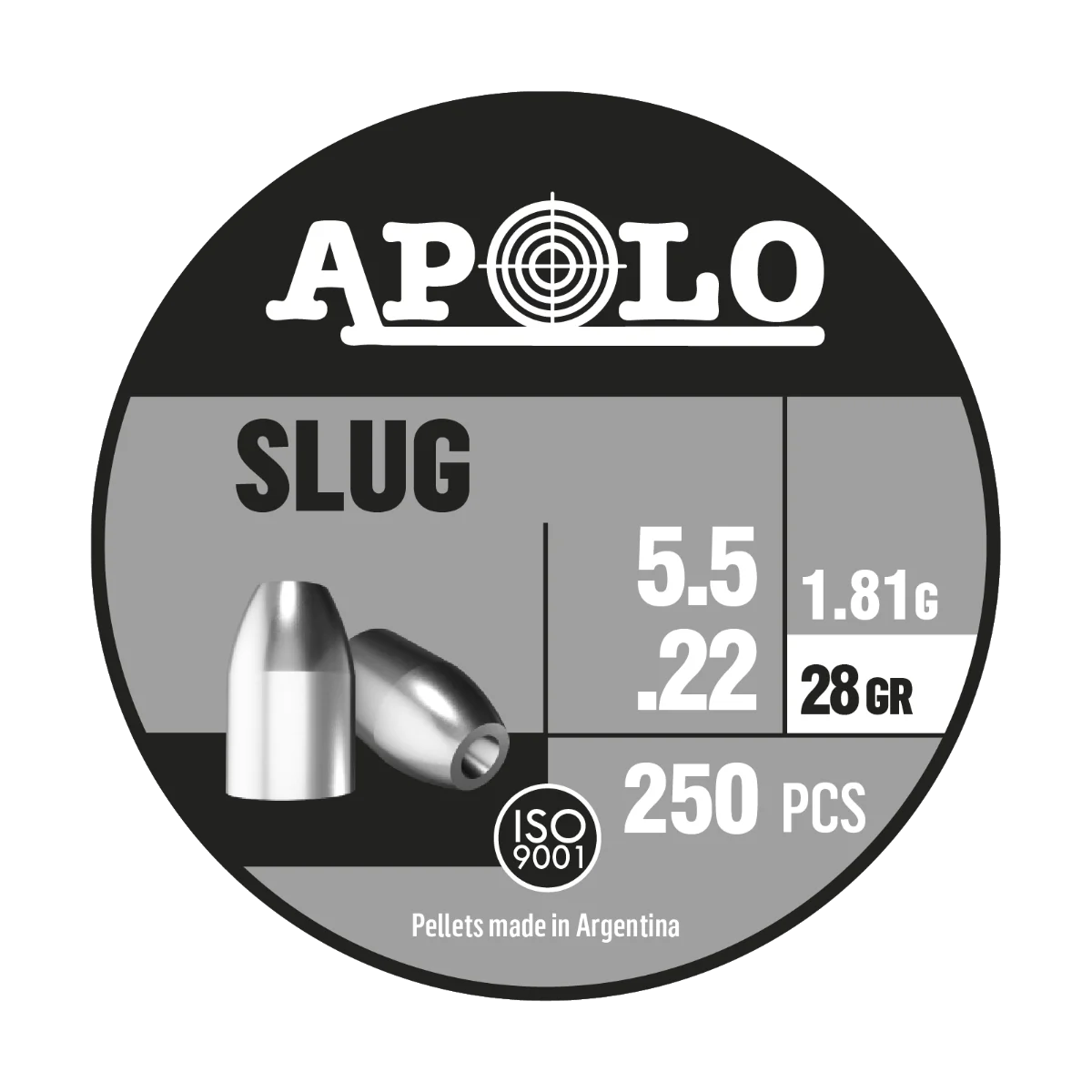 Balines Apolo PREMIUM - Slug cal 5,5 1,81gr - 28grains