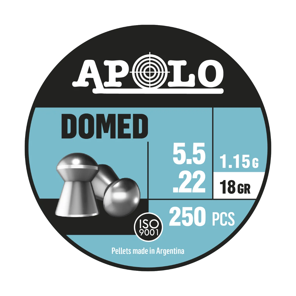 Balines Apolo PREMIUM - Domed lata 5,5x250 18grains