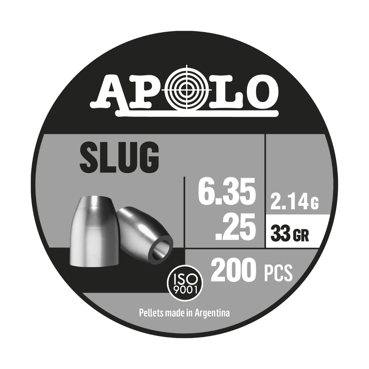 Balines Apolo PREMIUM - Slug cal 6,35 2,14gr - 33grains