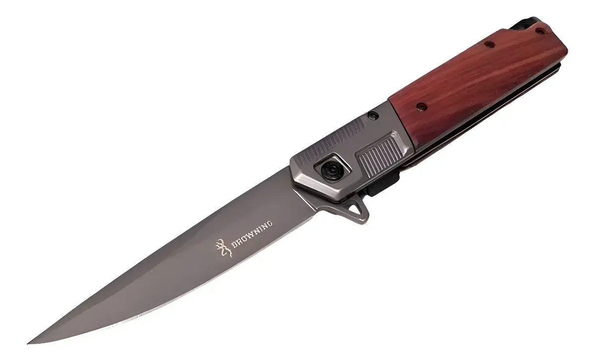 Navaja Cuchillo  Wood Clip Tactica Madera Senior