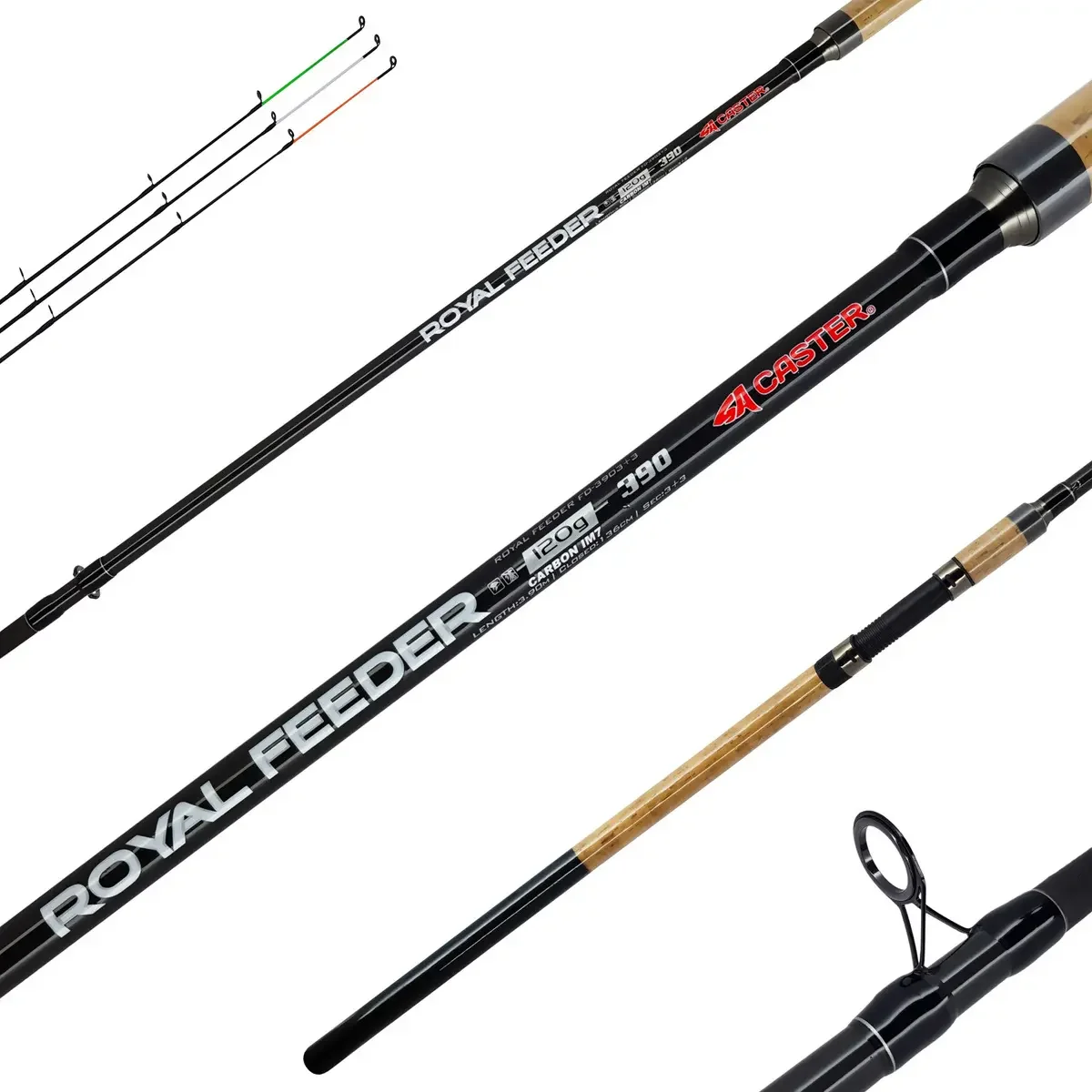 Caña Caster Royal Feeder 3.90m 3 Tramos 3 Punteros Carbono 1